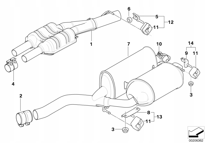 BMW E65 E66 735i 745i Tłumik tylny z przepustnica spalin 1810 7511042