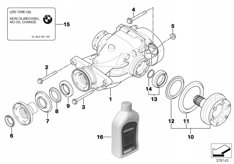 BMW E65 E66 745i AT-Przekładnia tylnej osi 3310 7502981 DYFER MOST TYLNY